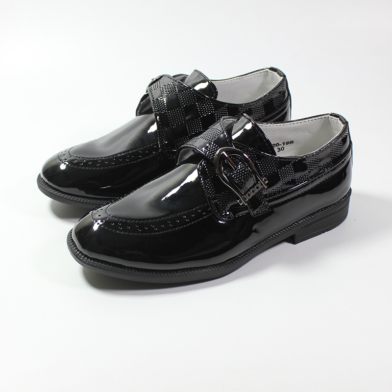 Boys Slip On Smart Fashion Buckle Shoes Boy&apos;s Dress Shoes Patent Leather Shoes For Children