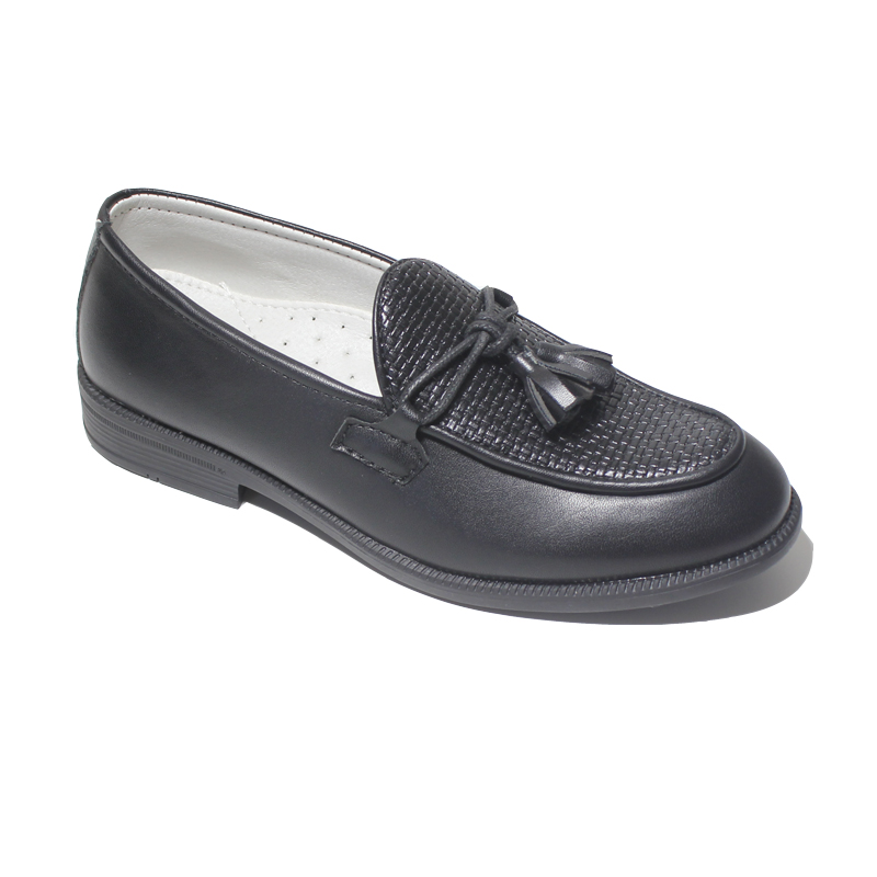 Boys Shoes With Tassel Matte Black PU Leather Loafer Slip on Embossing Moccasins For Kids Boy Dress Shoe Italian Breathable