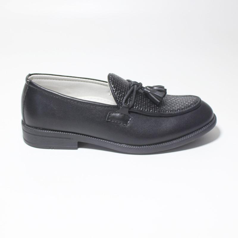 Boys Shoes With Tassel Matte Black PU Leather Loafer Slip on Embossing Moccasins For Kids Boy Dress Shoe Italian Breathable
