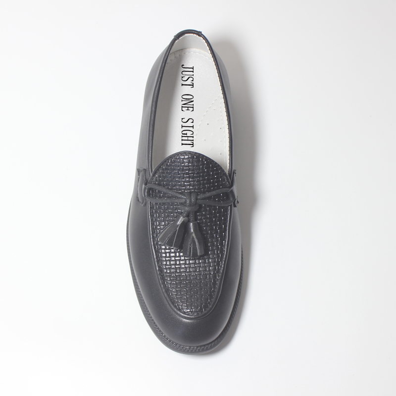 Boys Shoes With Tassel Matte Black PU Leather Loafer Slip on Embossing Moccasins For Kids Boy Dress Shoe Italian Breathable