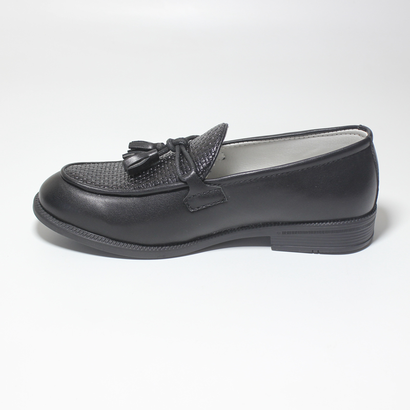 Boys Shoes With Tassel Matte Black PU Leather Loafer Slip on Embossing Moccasins For Kids Boy Dress Shoe Italian Breathable