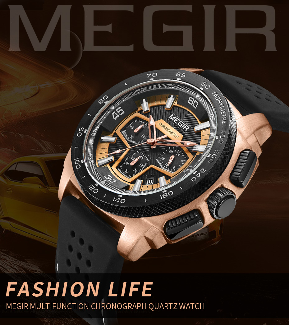 Casual Watches Silicone Band Waterproof Military Chronograph Sport Watch Army Quartz Wristwatches