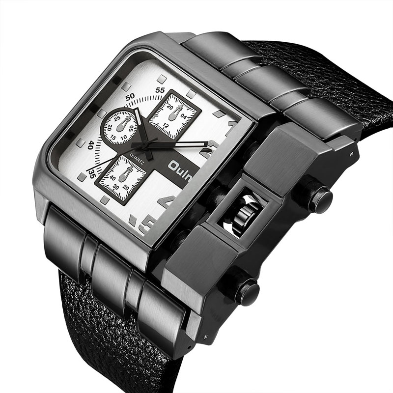 Square Dial Quartz Watch Man Casual Big Size Wrist Watches Decorated Small Dials Male Clock