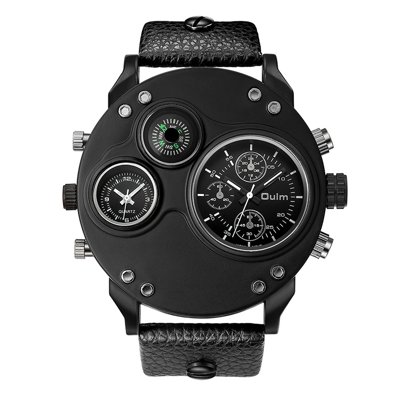 New Sport Watches for Men Casual PU Leather Military Watch Male Decorative Compass Quartz Clock