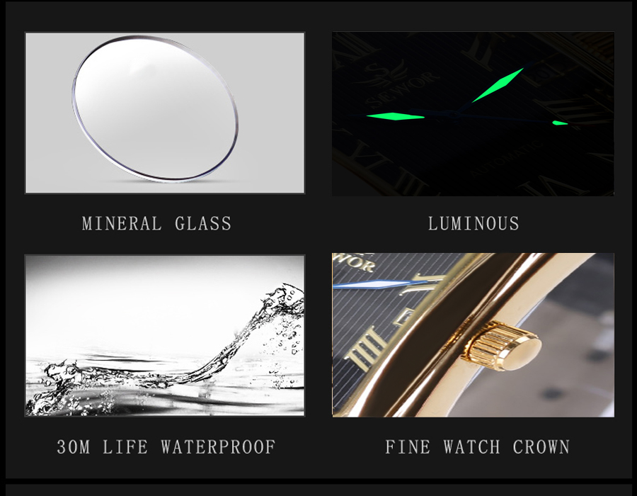 Luxury Rectangular Men Watches Automatic Mechanical Watch Roman Display Antique Clock Wrist Watch