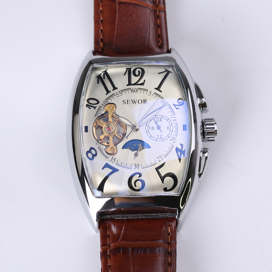 Rectangular Tourbillon Men Watches Automatic Mechanical watch Fashion Vintage Clock