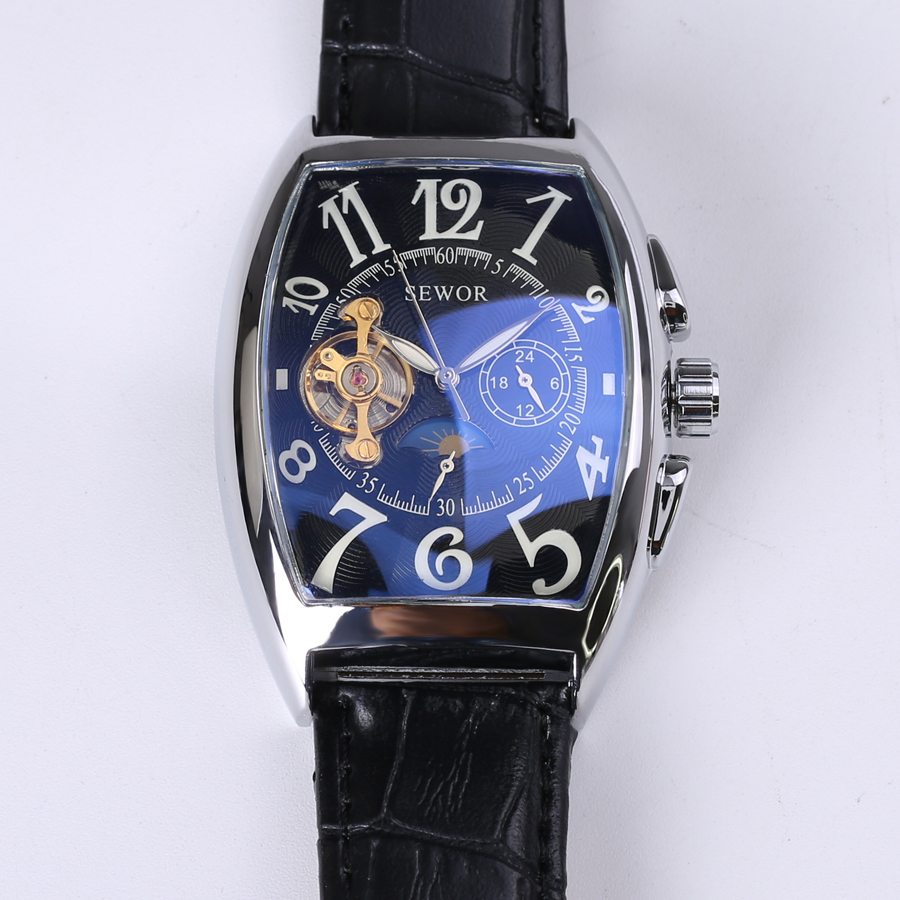 Rectangular Tourbillon Men Watches Automatic Mechanical watch Fashion Vintage Clock