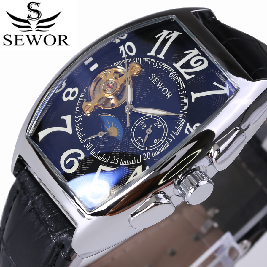 Rectangular Tourbillon Men Watches Automatic Mechanical watch Fashion Vintage Clock
