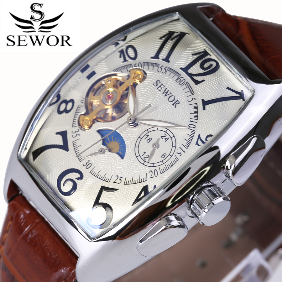 Rectangular Tourbillon Men Watches Automatic Mechanical watch Fashion Vintage Clock