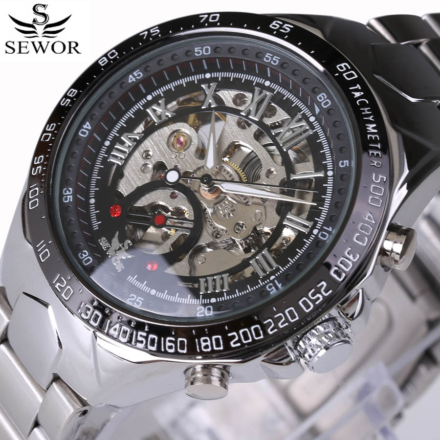 Luxury Watch Men Skeleton Mechanical Watch Gold Skeleton Sports Watch Mens Stainless Steel Straps