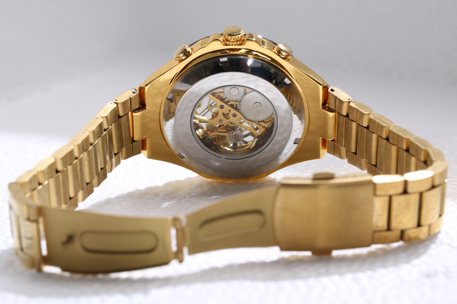 Luxury Watch Men Skeleton Mechanical Watch Gold Skeleton Sports Watch Mens Stainless Steel Straps