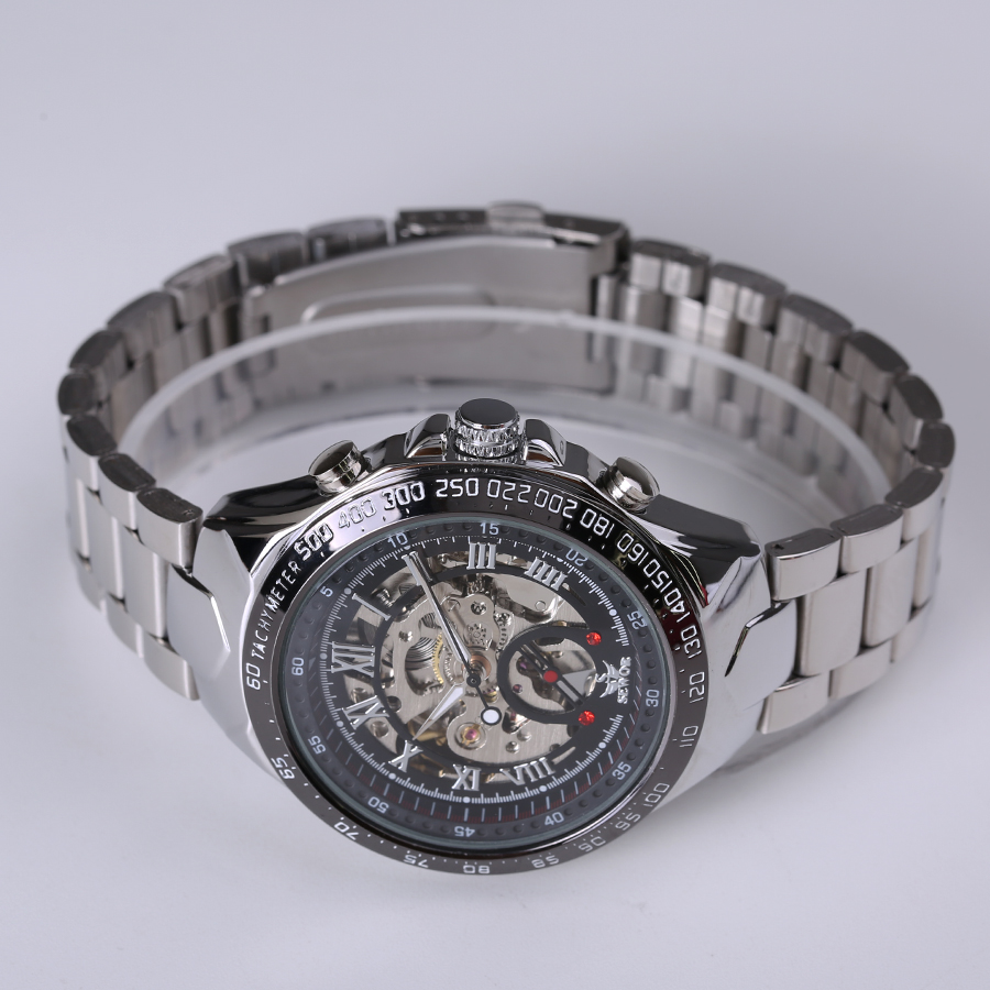 Luxury Watch Men Skeleton Mechanical Watch Gold Skeleton Sports Watch Mens Stainless Steel Straps