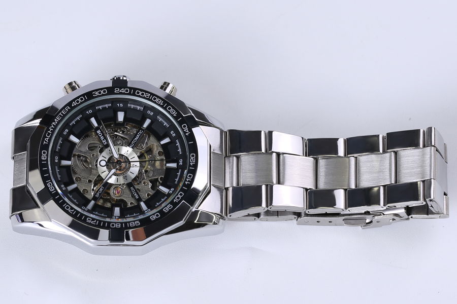 Skeleton Sport Men Watches Automatic Mechanical Military Watch Men Stainless Steel Strap