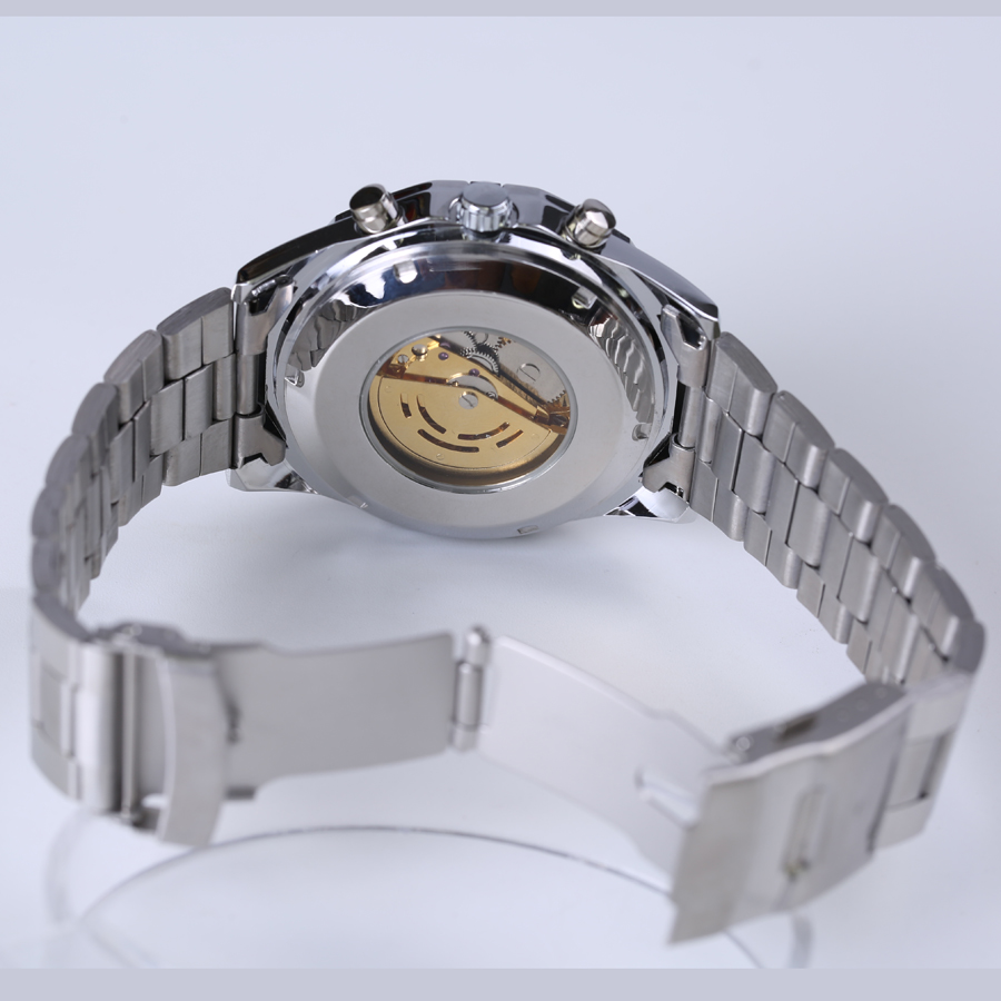 Skeleton Sport Men Watches Automatic Mechanical Military Watch Men Stainless Steel Strap