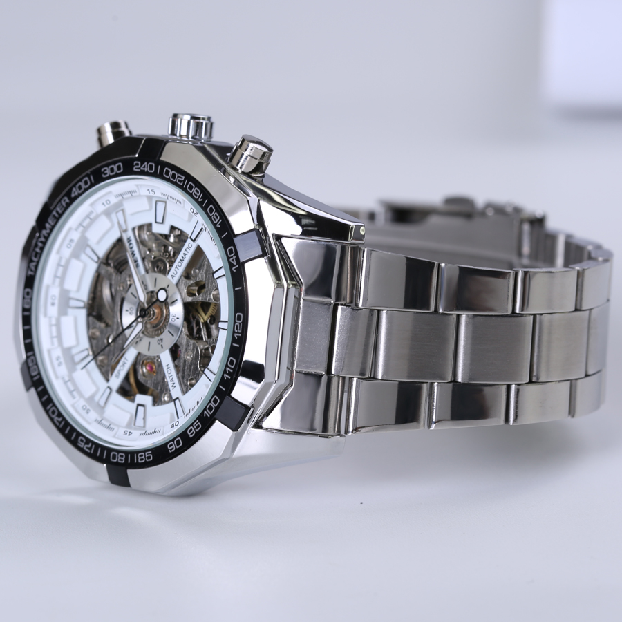 Skeleton Sport Men Watches Automatic Mechanical Military Watch Men Stainless Steel Strap