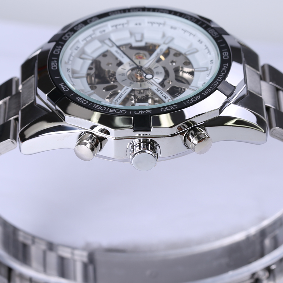 Skeleton Sport Men Watches Automatic Mechanical Military Watch Men Stainless Steel Strap