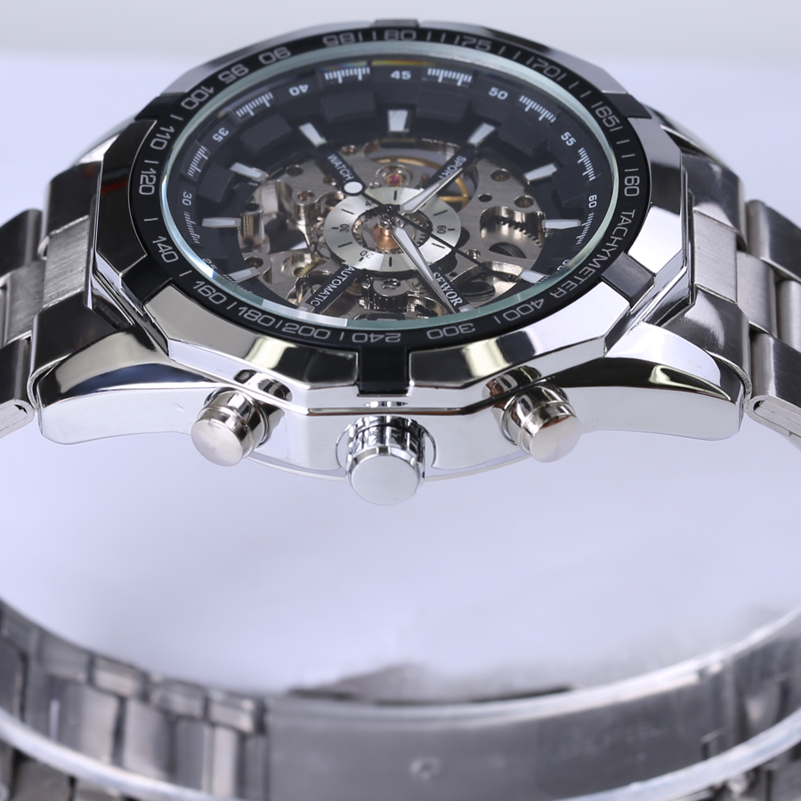 Skeleton Sport Men Watches Automatic Mechanical Military Watch Men Stainless Steel Strap