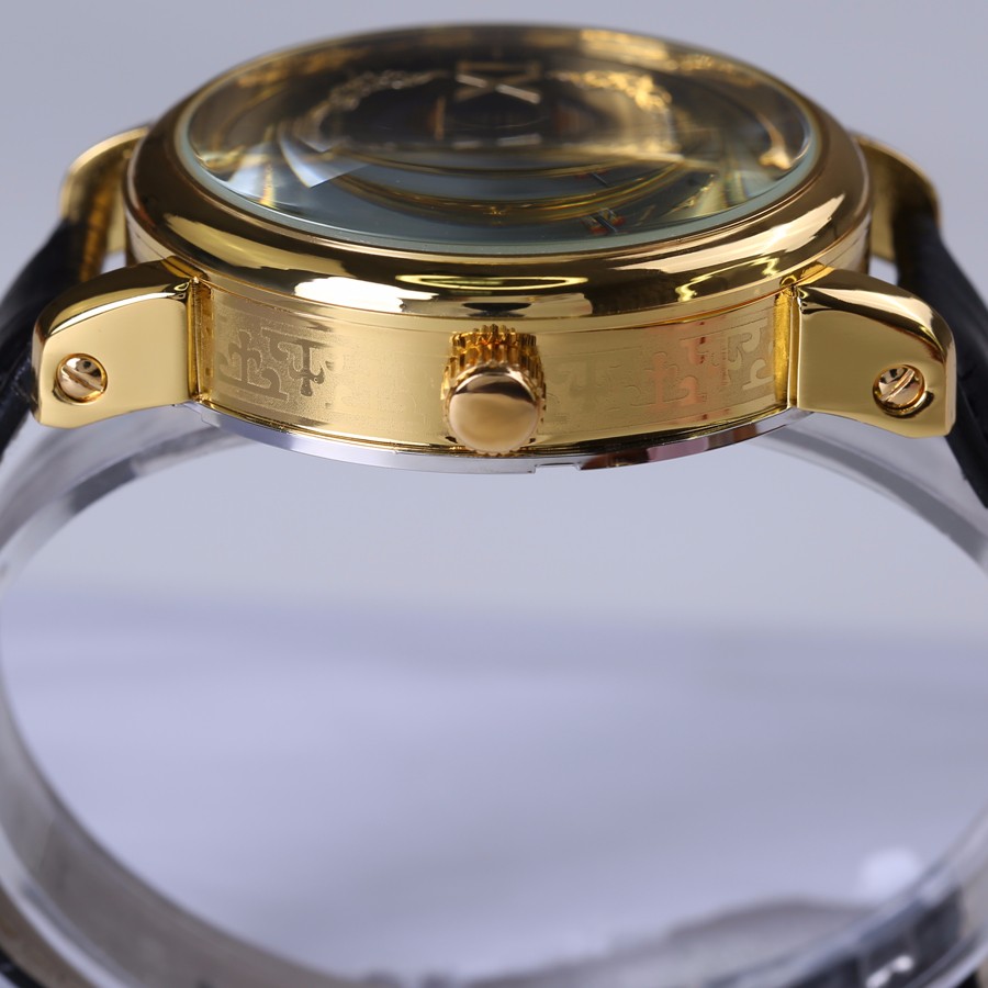 Black Leather Men Automatic mechanical Skeleton Watch Mens Sport Watch Fashion Casual Clock