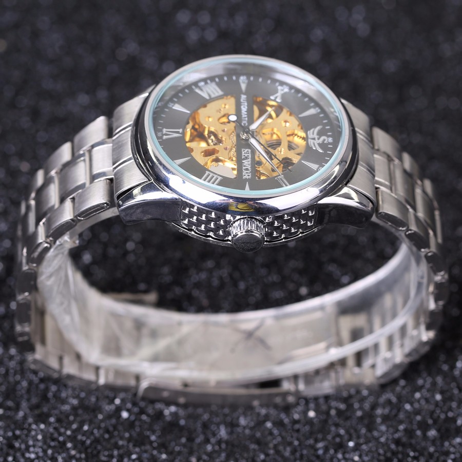 Men Watch Automatic self-wind Watch Full Stainless Steel Gold Watch Fashion Clock Men's Dress