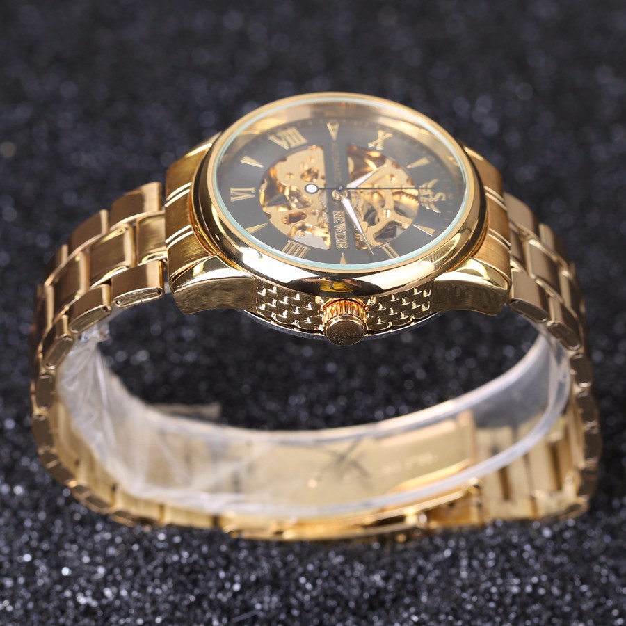 Men Watch Automatic self-wind Watch Full Stainless Steel Gold Watch Fashion Clock Men's Dress