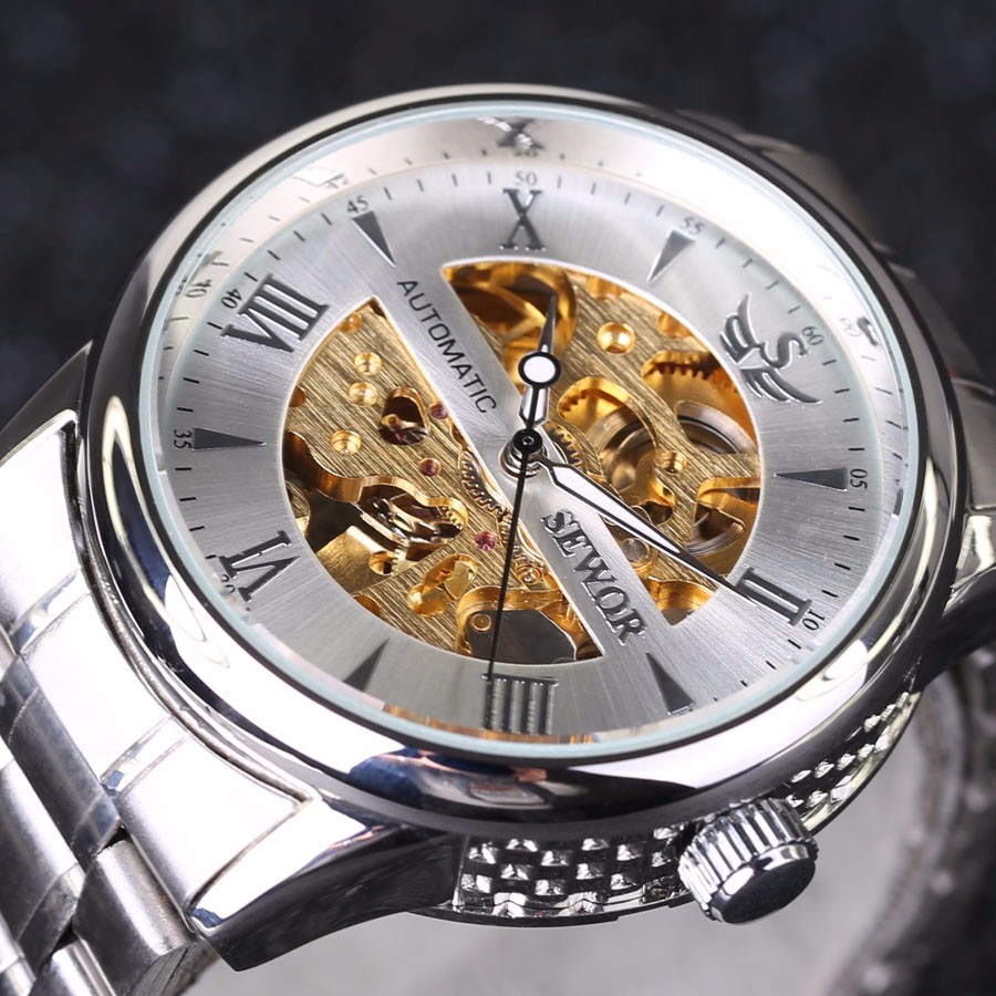Men Watch Automatic self-wind Watch Full Stainless Steel Gold Watch Fashion Clock Men's Dress