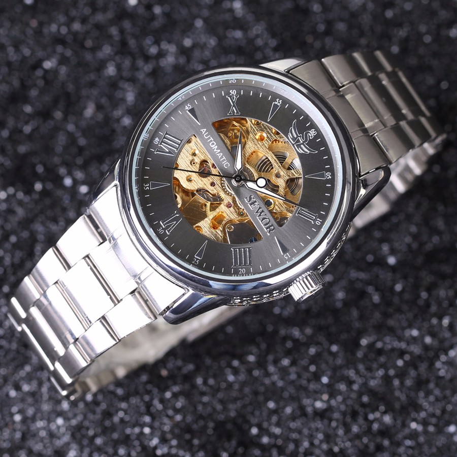 Men Watch Automatic self-wind Watch Full Stainless Steel Gold Watch Fashion Clock Men's Dress