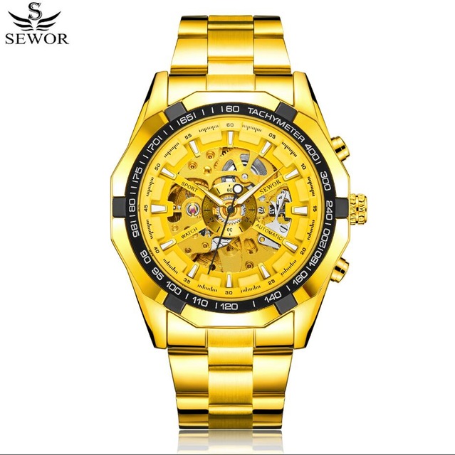 Watch Men Skeleton Automatic Mechanical Watch Gold Skeleton Vintage Man Watch