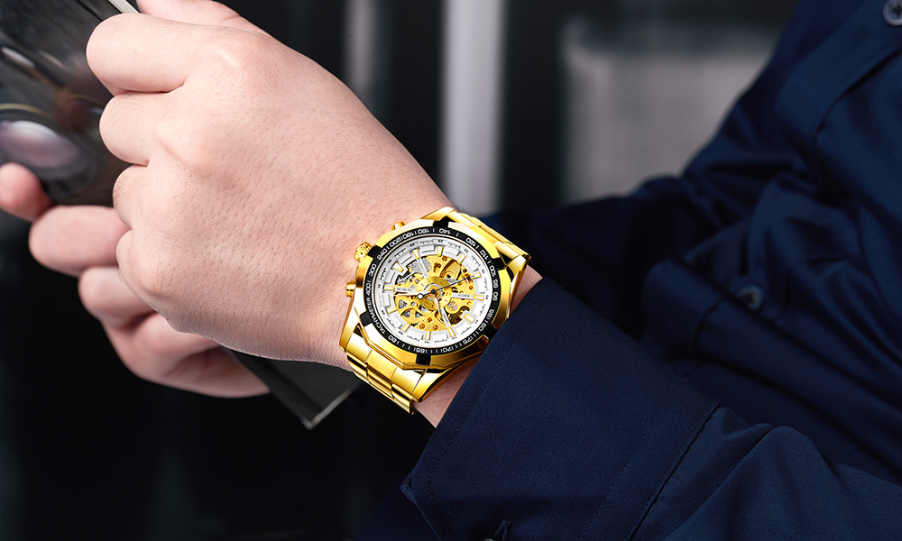 Watch Men Skeleton Automatic Mechanical Watch Gold Skeleton Vintage Man Watch