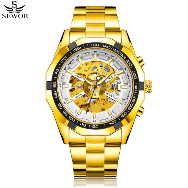 Watch Men Skeleton Automatic Mechanical Watch Gold Skeleton Vintage Man Watch
