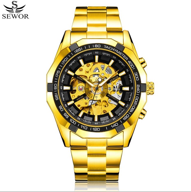 Watch Men Skeleton Automatic Mechanical Watch Gold Skeleton Vintage Man Watch