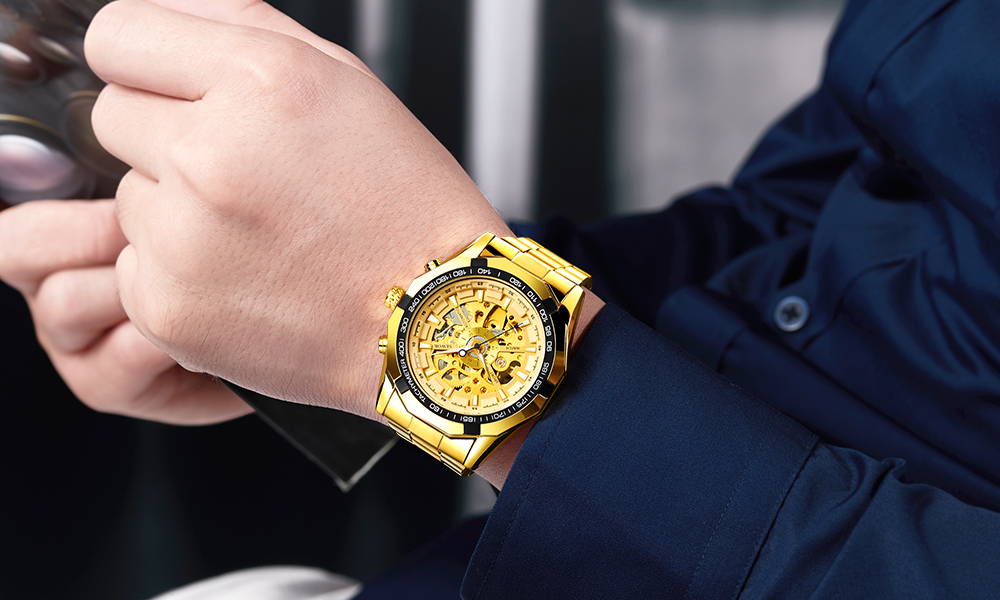 Watch Men Skeleton Automatic Mechanical Watch Gold Skeleton Vintage Man Watch