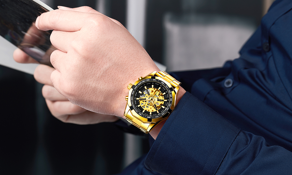 Watch Men Skeleton Automatic Mechanical Watch Gold Skeleton Vintage Man Watch