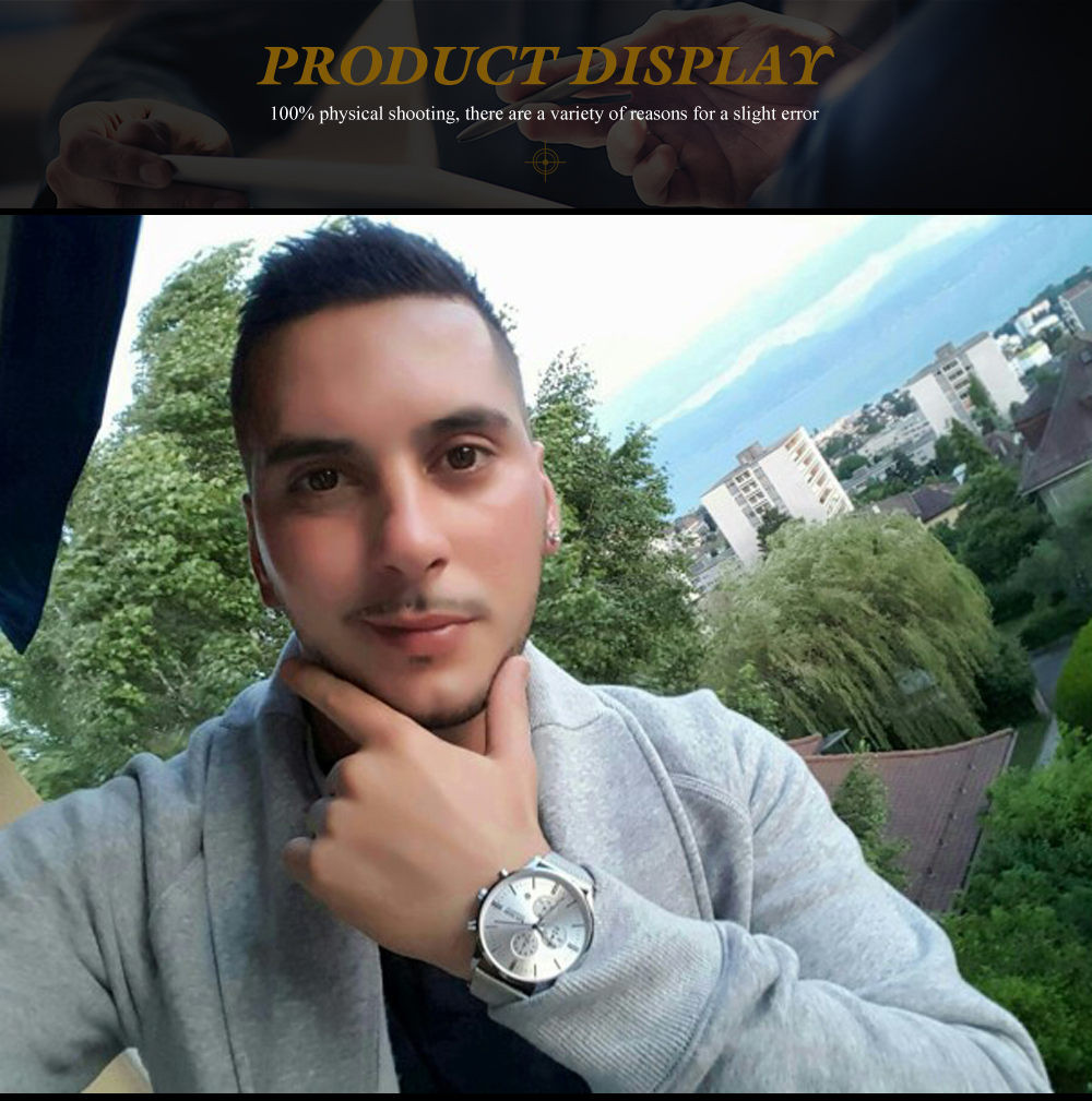 Men's quartz-watch stainless steel mesh band gold watch Slim men watches Multi-function sports clock