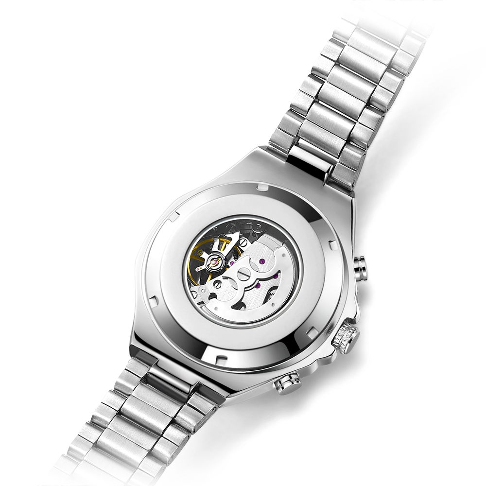Men Gold Watches Automatic Mechanical Watch Male Skeleton Wristwatch Stainless Steel Band