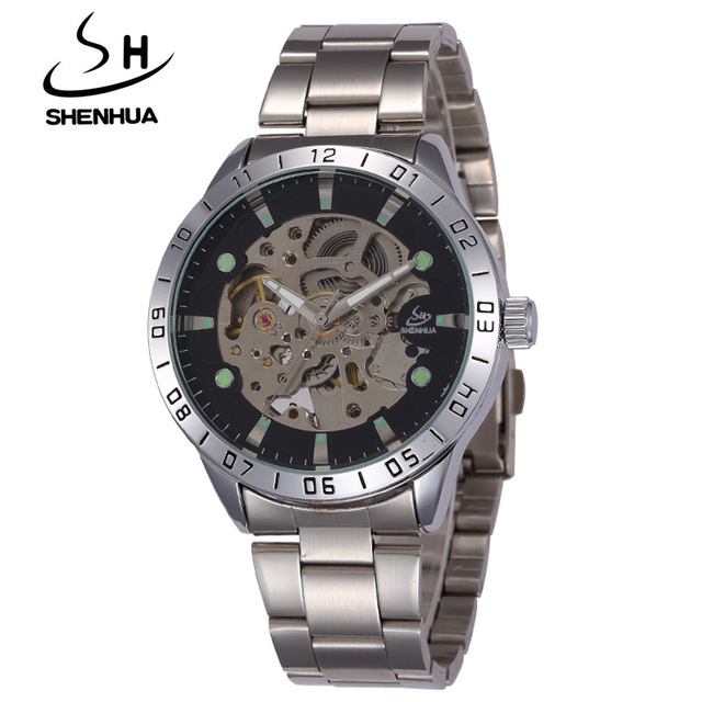 Retro Black Automatic Mechanical Skeleton Watches Men Waterproof Shockproof Sports Men Watches
