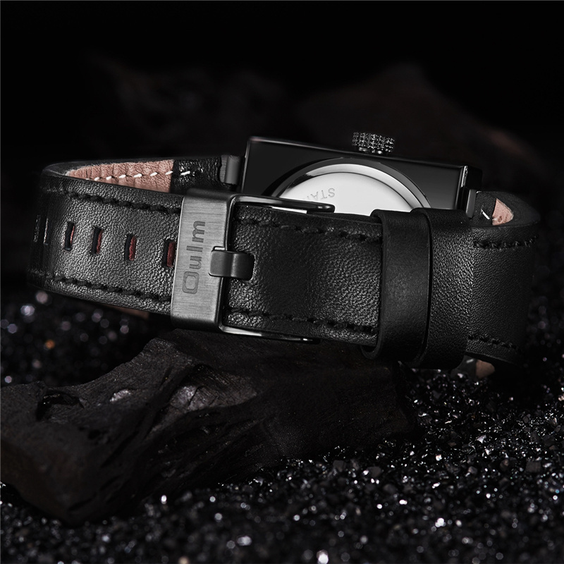 New Fashion Square Watch Auto Date Genuine Leather Strap Sport Quartz Watches Men Clock