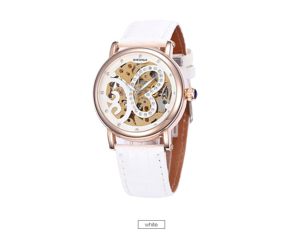 Automatic Mechanical Skeleton Watches Women Fashion Women Rhinestone Mechanical Watches Rose Gold