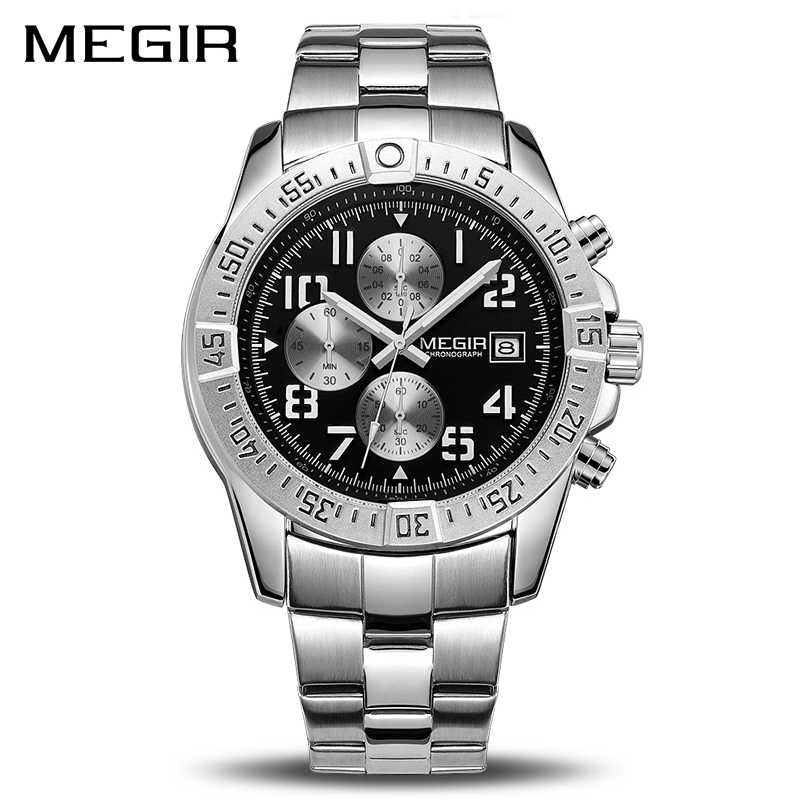 Business Men Watch Stainless Steel Wrist Watch Chronograph Military Quartz Watches Relogio Masculino