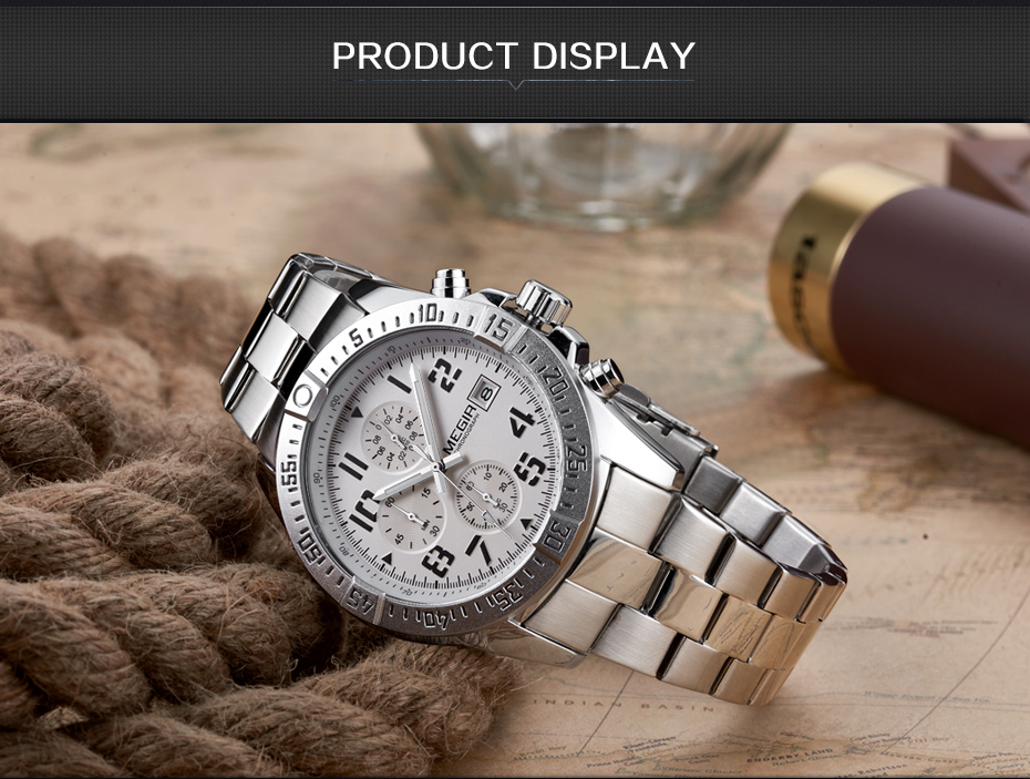 Business Men Watch Stainless Steel Wrist Watch Chronograph Military Quartz Watches Relogio Masculino