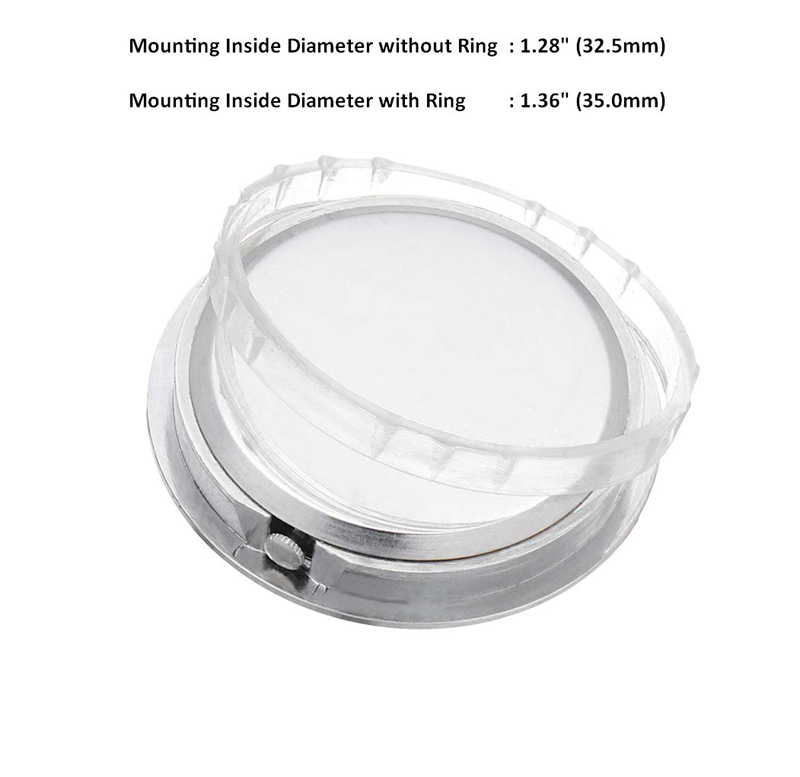 Mini Clock Insert Quartz Movement Round 1 7/16&quot; (35mm) Black Face Silver Tone Roman Numerals