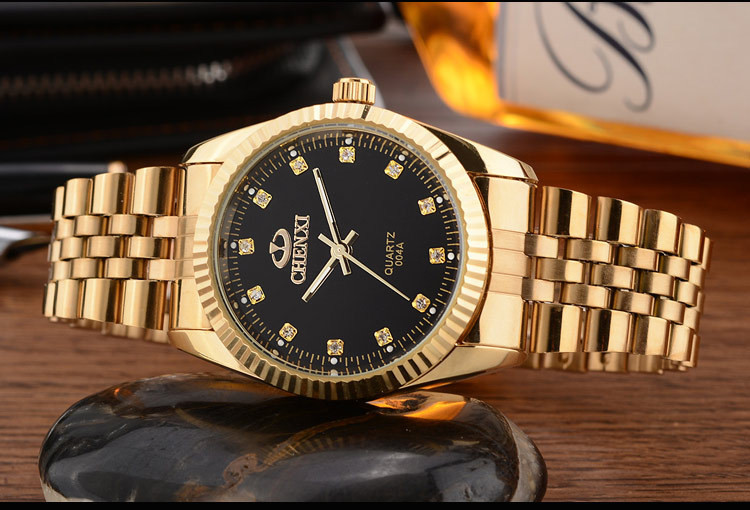 Men Gold Watch Male Stainless Steel Quartz Golden men&apos;s Wristwatches Quartz-Watches Gift Clock