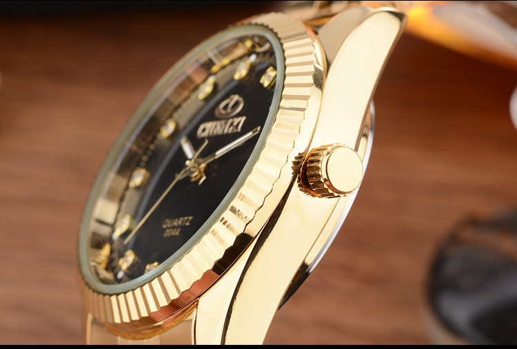 Men Gold Watch Male Stainless Steel Quartz Golden men&apos;s Wristwatches Quartz-Watches Gift Clock