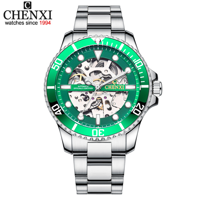 Hollow automatic mechanical watch cross-border fashion waterproof men's watch Steel belt watch