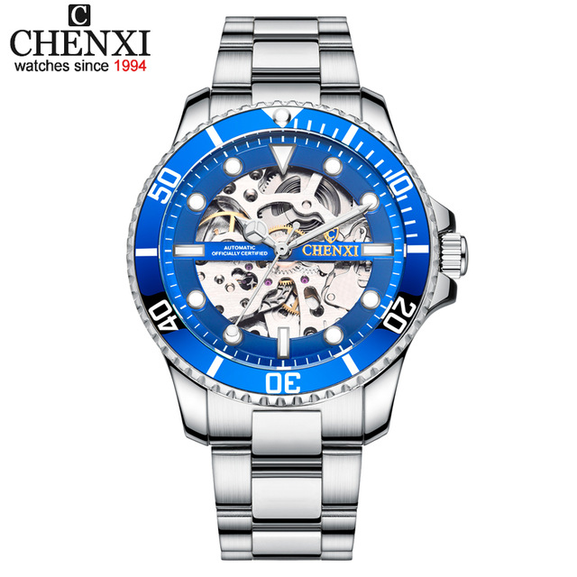 Hollow automatic mechanical watch cross-border fashion waterproof men's watch Steel belt watch