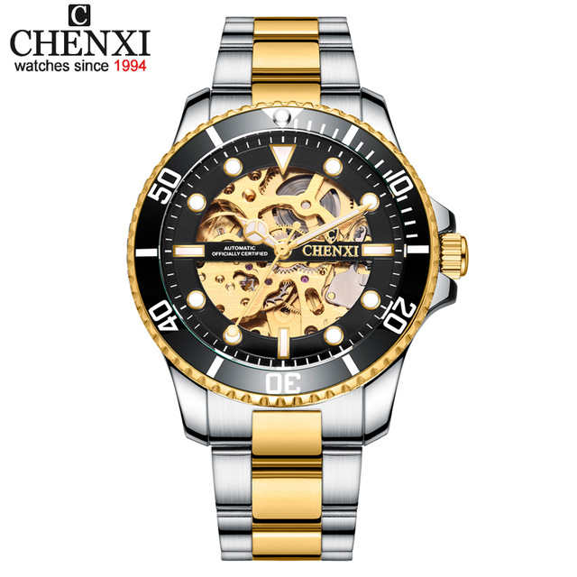 Hollow automatic mechanical watch cross-border fashion waterproof men's watch Steel belt watch