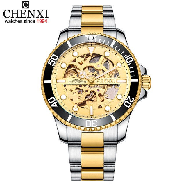 Hollow automatic mechanical watch cross-border fashion waterproof men's watch Steel belt watch