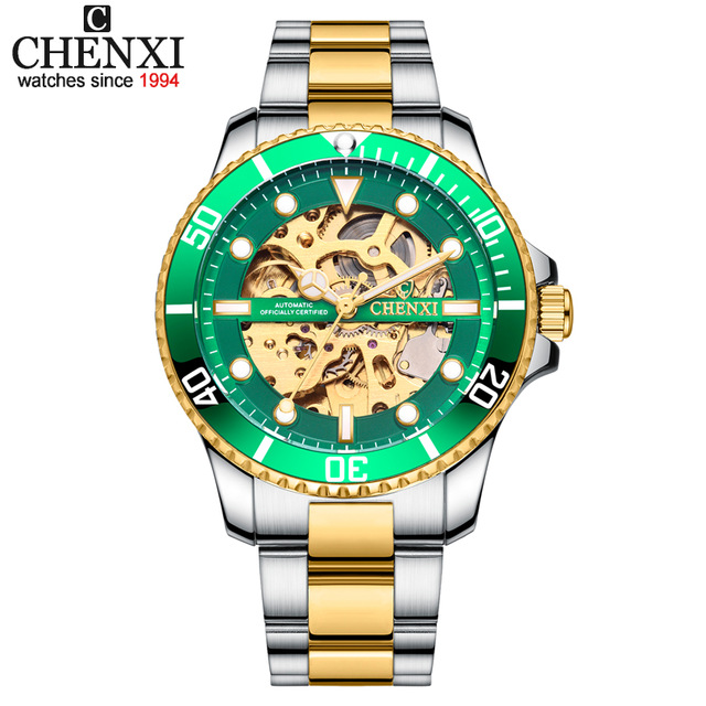 Hollow automatic mechanical watch cross-border fashion waterproof men's watch Steel belt watch