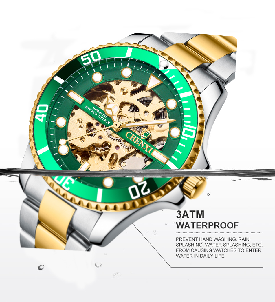 Hollow automatic mechanical watch cross-border fashion waterproof men's watch Steel belt watch