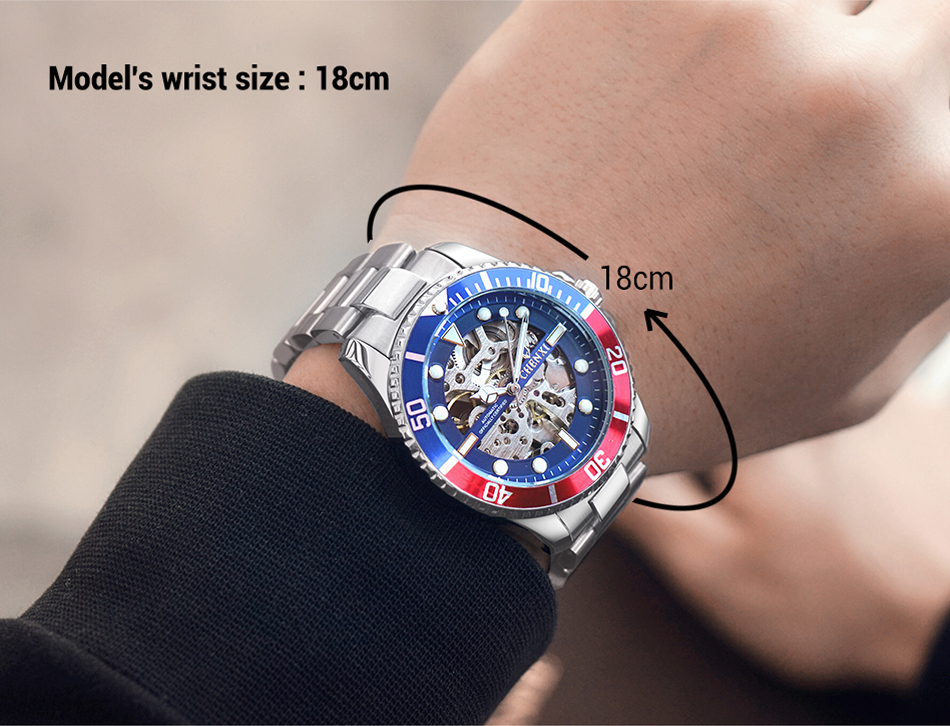 Hollow automatic mechanical watch cross-border fashion waterproof men's watch Steel belt watch