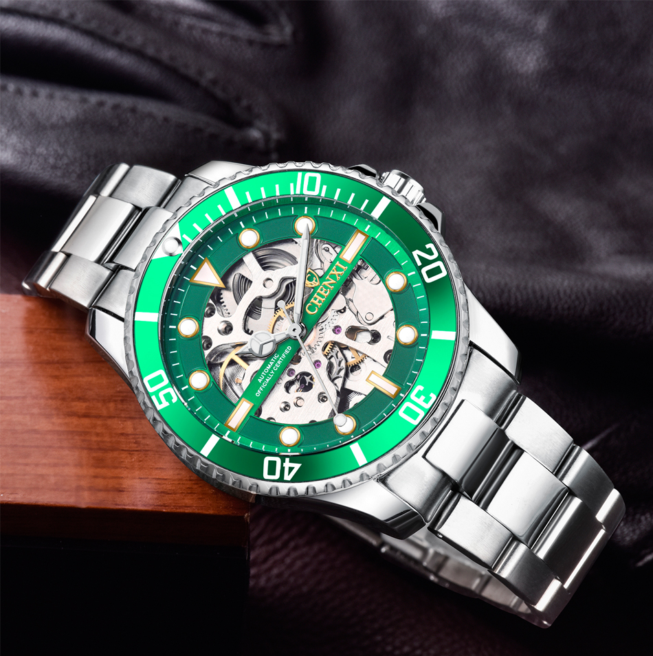 Hollow automatic mechanical watch cross-border fashion waterproof men's watch Steel belt watch